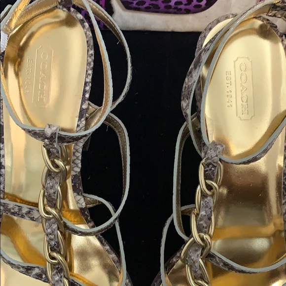 Coach leather reptile print sandals - Picture 2 of 6